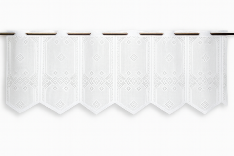 Nach Maß Scheibengardine Jacquard weiß mit Rautenmuster in 4 versch. Höhen