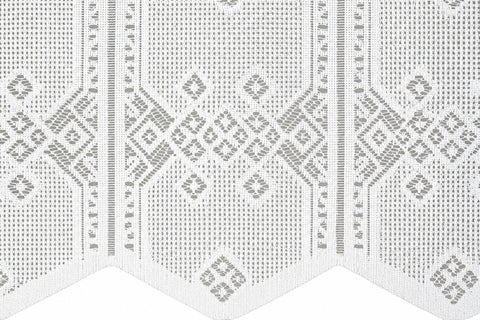 Nach Maß Scheibengardine Jacquard weiß mit Rautenmuster in 4 versch. Höhen