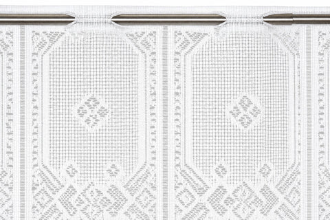 Nach Maß Scheibengardine Jacquard weiß mit Rautenmuster in 4 versch. Höhen