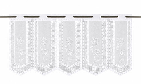 Scheibengardine Jacquard weiß Blume nach Maß