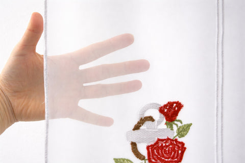 nach Maß Scheibengardine Anker Rose Höhe 45cm