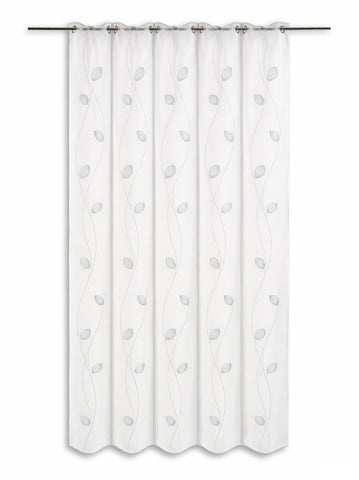 Scheibengardine Blätter bestickt weiß nach Maß in 4 Höhen