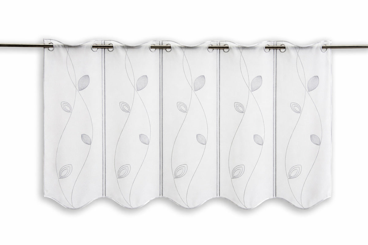 Scheibengardine Blätter bestickt weiß nach Maß in 4 Höhen