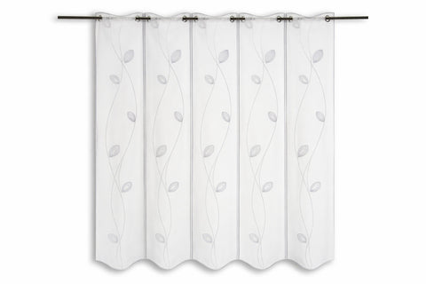 Scheibengardine Blätter bestickt weiß nach Maß in 4 Höhen