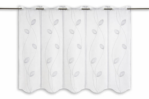 Scheibengardine Blätter bestickt weiß nach Maß in 4 Höhen