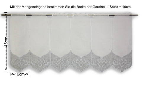 Scheibengardine Hirsch Herz Landhaus Höhe 45cm versch. Breiten
