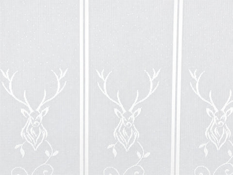 Nach Maß Scheibengardine Jacquard Hirsch weiß Höhe 45/60/75/90cm