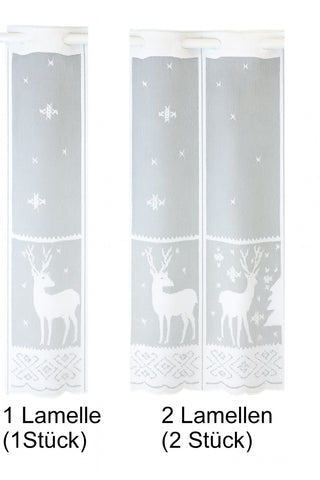 nach Maß Scheibengardine Weihnachten Hirsch Flocke Rentier weiß Höhe 50cm