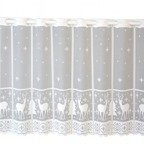 nach Maß Scheibengardine Weihnachten Hirsch Flocke Rentier weiß Höhe 50cm