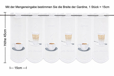 Scheibengardine Kaffee Bohne Höhe 45/60 nach Maß