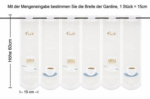 Scheibengardine Kaffee Bohne Höhe 45/60 nach Maß