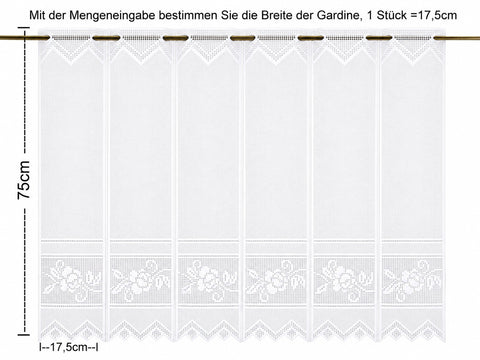 Nach Maß Scheibengardine Jacquard Bistrogardine Landhaus Rose in 3 versch. Höhen