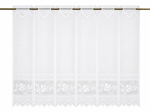 Nach Maß Scheibengardine Jacquard Bistrogardine Landhaus Rose in 3 versch. Höhen