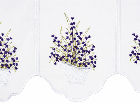 nach Maß Scheibengardine Lavendel lila weiß Bistrogardine Höhe 45cm Stick