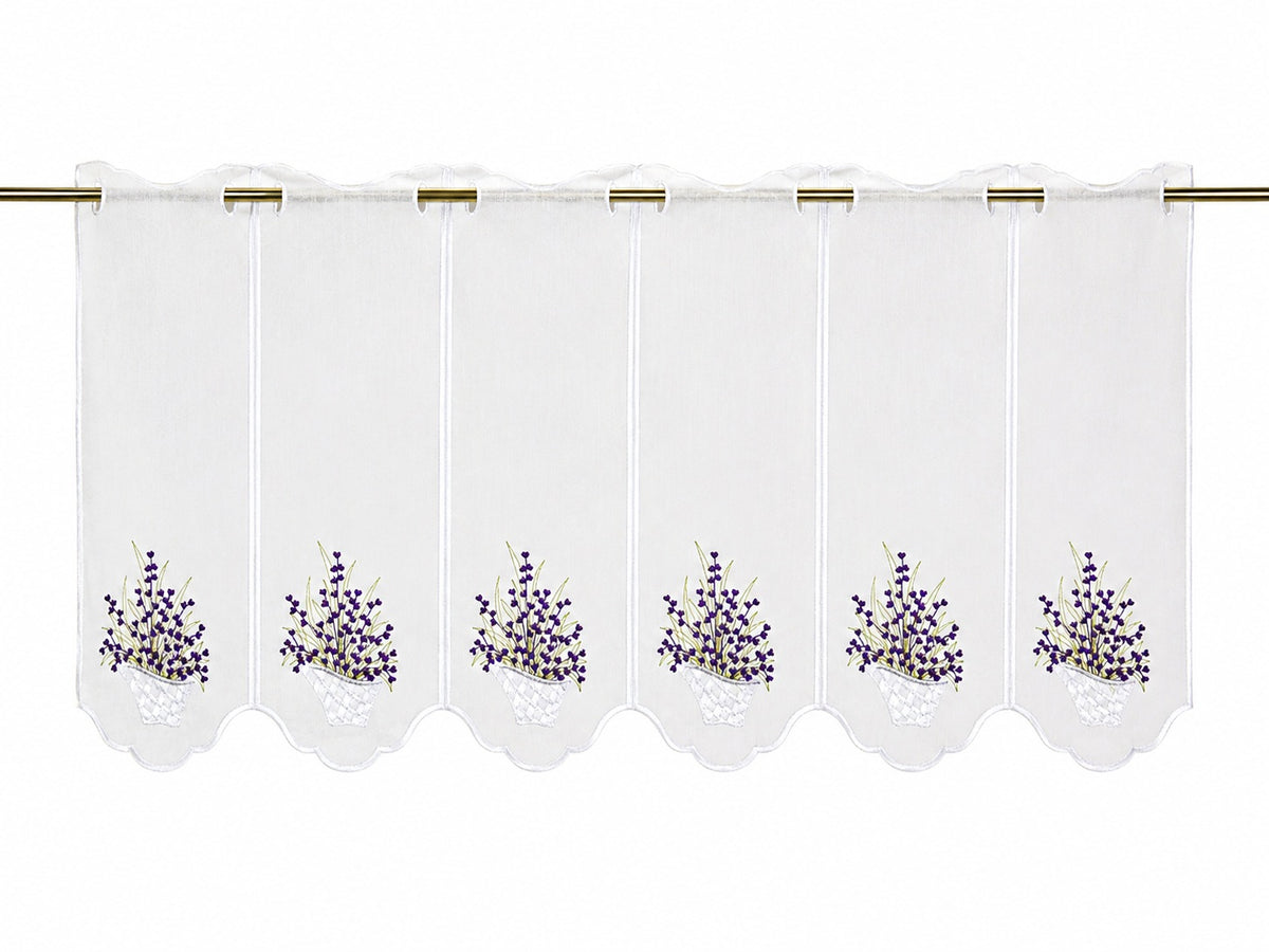 nach Maß Scheibengardine Lavendel lila weiß Bistrogardine Höhe 45cm Stick