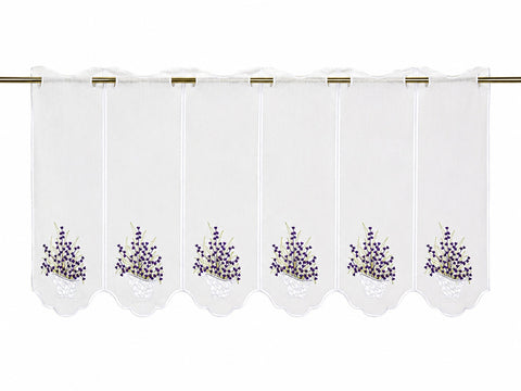 nach Maß Scheibengardine Lavendel lila weiß Bistrogardine Höhe 45cm Stick