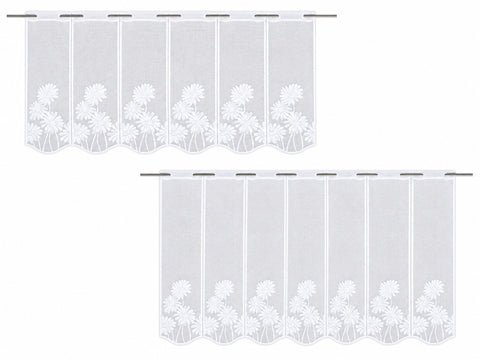 Nach Maß Scheibengardine Jacquard Bistrogardine Margerite weiß Höhe 45/60cm