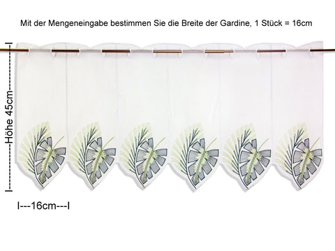 Scheibengardine Monstera grün Höhe 45cm nach Maß