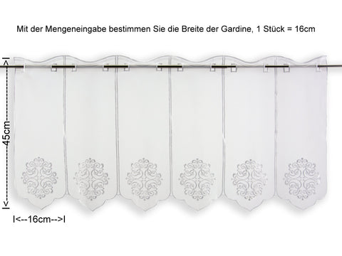 nach Maß Scheibengardine weiß Ornament Bistrogardine Höhe 45cm