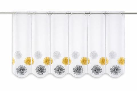 Nach Maß Scheibengardine Rawlins gelb anthrazit bestickt Höhe 45/60cm