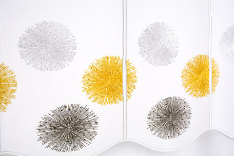 Nach Maß Scheibengardine Rawlins gelb anthrazit bestickt Höhe 45/60cm