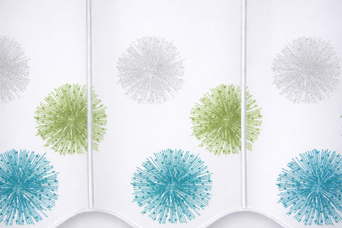 Nach Maß Scheibengardine Rawlins blau grün bestickt Höhe 45/60cm