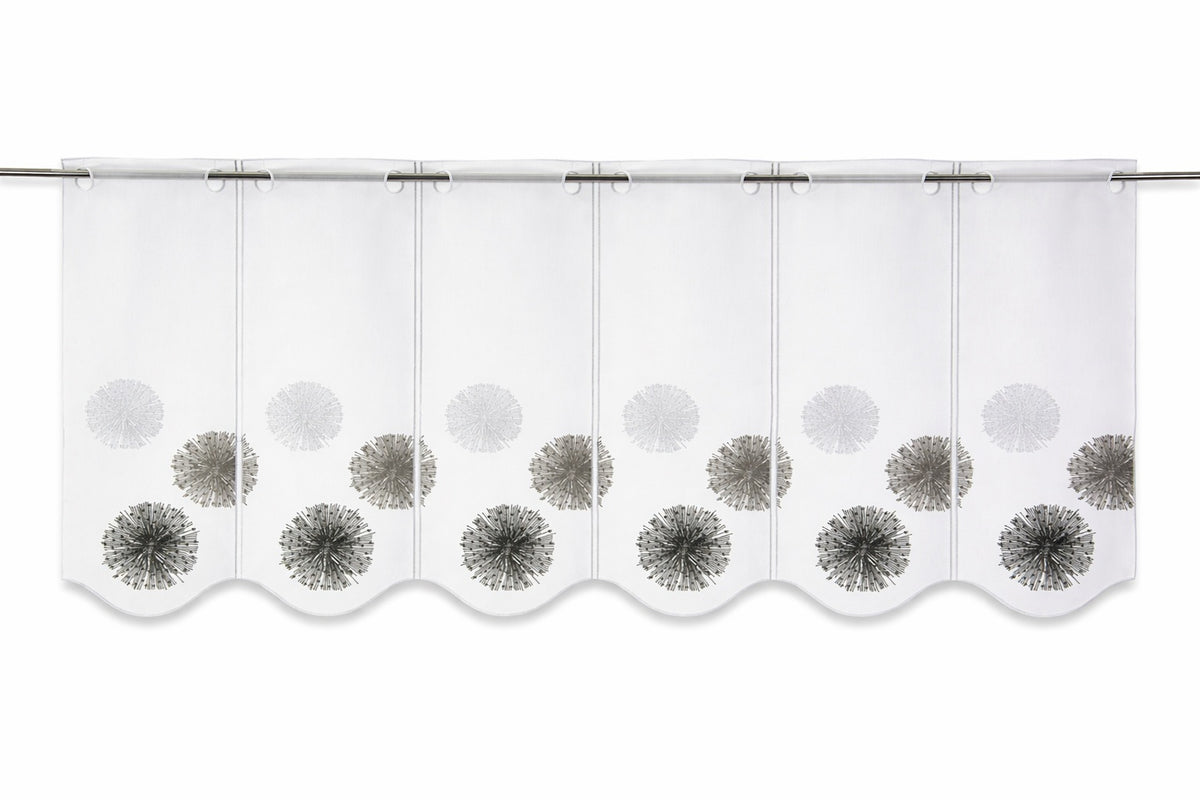 Nach Maß Scheibengardine Rawlins stein grau bestickt Höhe 45/60cm