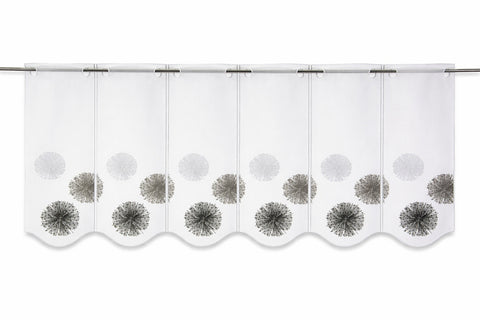 Nach Maß Scheibengardine Rawlins stein grau bestickt Höhe 45/60cm