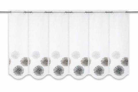 Nach Maß Scheibengardine Rawlins stein grau bestickt Höhe 45/60cm