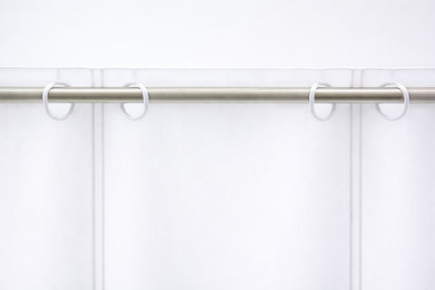 Nach Maß Scheibengardine Rawlins stein grau bestickt Höhe 45/60cm