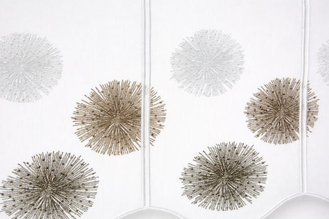 Nach Maß Scheibengardine Rawlins stein grau bestickt Höhe 45/60cm