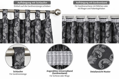 Schlaufenschal Lyon anthrazit BxH 140x245cm