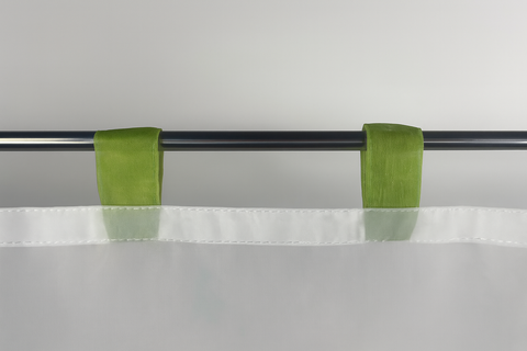 Scheibengardine bestickt Blumen Schlaufen Bistrogardine Panneaux HxB 48x140cm