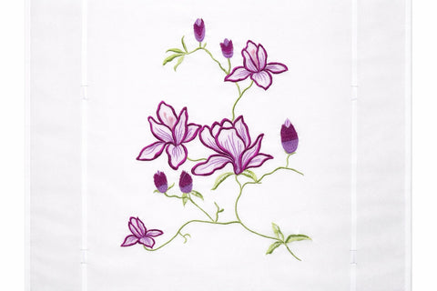 Bändchenraffrollo weiß pink Blume BxH 60x10cm