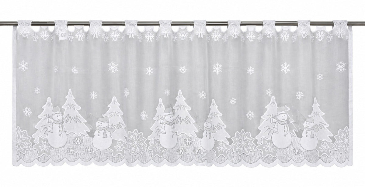 Scheibengardine Weihnachtsbaum Schneemann weiß HxB 50x140cm 2373