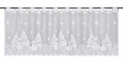 Scheibengardine Weihnachtsbaum Schneemann weiß HxB 50x140cm 2373