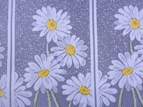 Nach Maß Scheibengardine Jacquard Bistrogardine Margerite gelb weiß Höhe 45/60cm