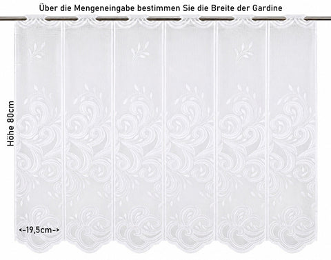 nach Maß Scheibengardine Jacquard weiß Ornament Höhe 80/100/120cm 7046