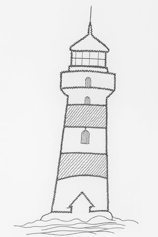 Design Mini Flächenvorhang Set weiß bestickt Leuchtturm grau 4142