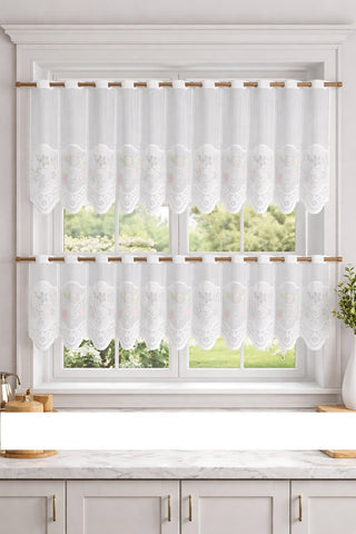 Bistro Bogen Scheibengardine 2342 Set 2 tlg. farbig Blume
