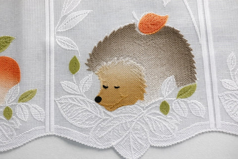 Scheibengardine Igel Apfel HxB 45x150cm
