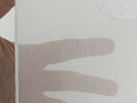 nach Maß Scheibengardine Blätter grau beige Höhe 45/60cm