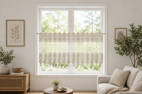 Scheibengardine Macramé weiß HxB 58x143cm 2660