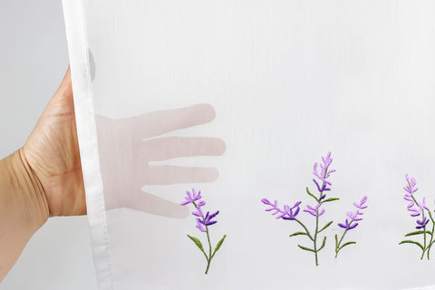 Scheibengardine Lavendel bestickt HxB 45x120cm