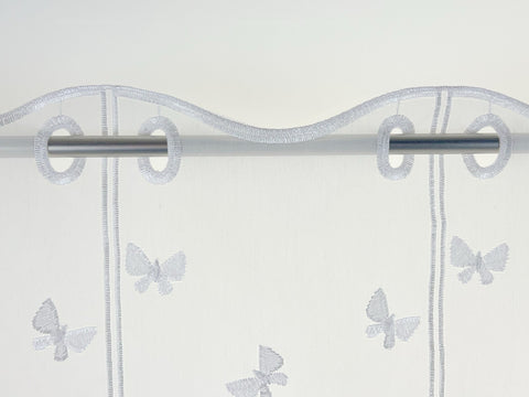 Scheibengardine Schmetterling Voile bestickt weiß versch. Höhen