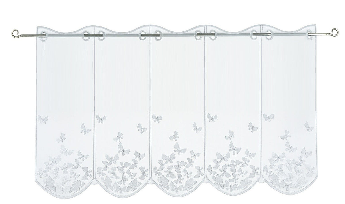 Scheibengardine Schmetterling Voile bestickt weiß versch. Höhen