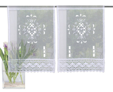 2-tlg. Fensterbild Leinenstruktur BxH 30x45cm Scheibengardine