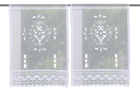 2-tlg. Fensterbild Leinenstruktur BxH 30x45cm Scheibengardine