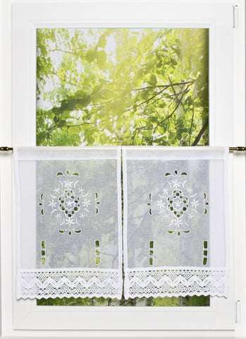 2-tlg. Fensterbild Leinenstruktur BxH 30x45cm Scheibengardine