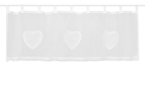Scheibengardine " Corazon " aus Batist mit Häkelborte verschiedene Größen